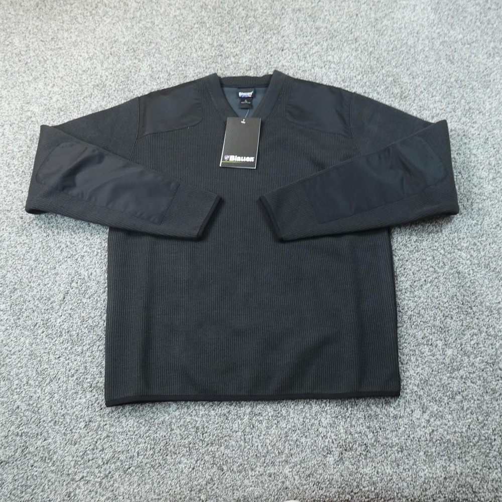 NEW Blauer Sweater Mens LT Black Fleece Lined V Neck Knit Pullover Commando Duty